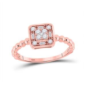 10kt Rose Gold Diamond Square Cluster Ring 1/4 Cttw